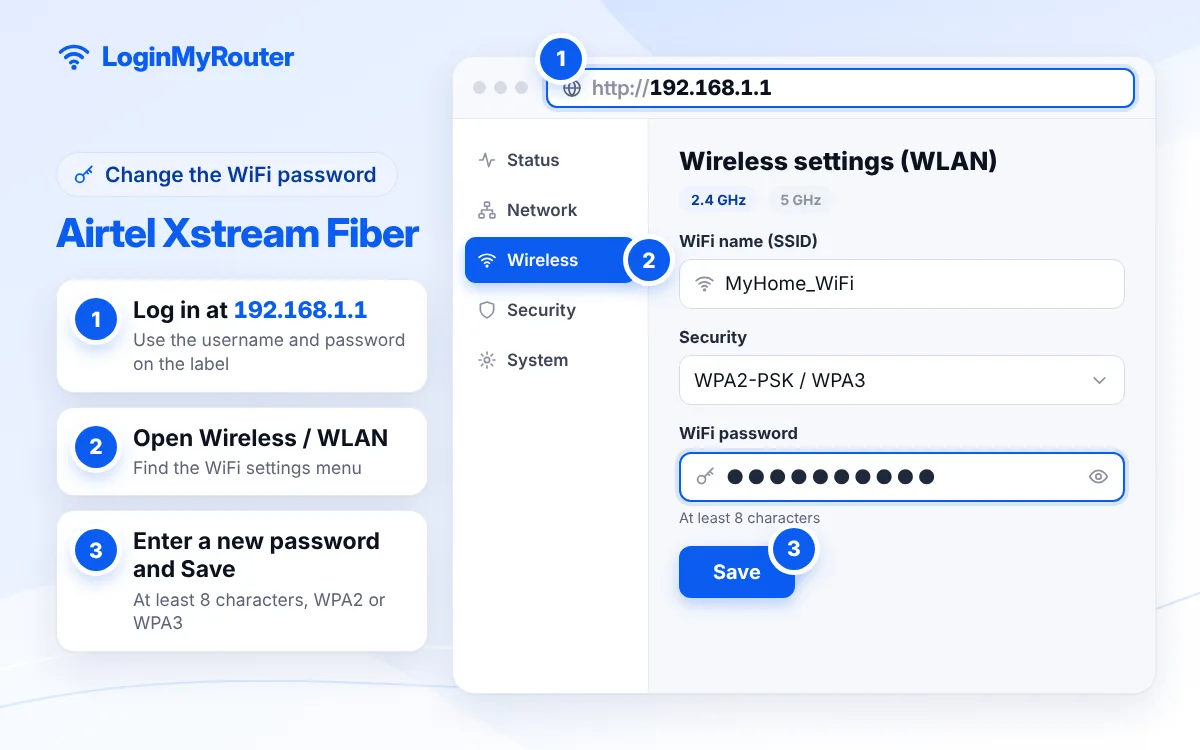 How to change the Airtel Xstream Fiber WiFi password
