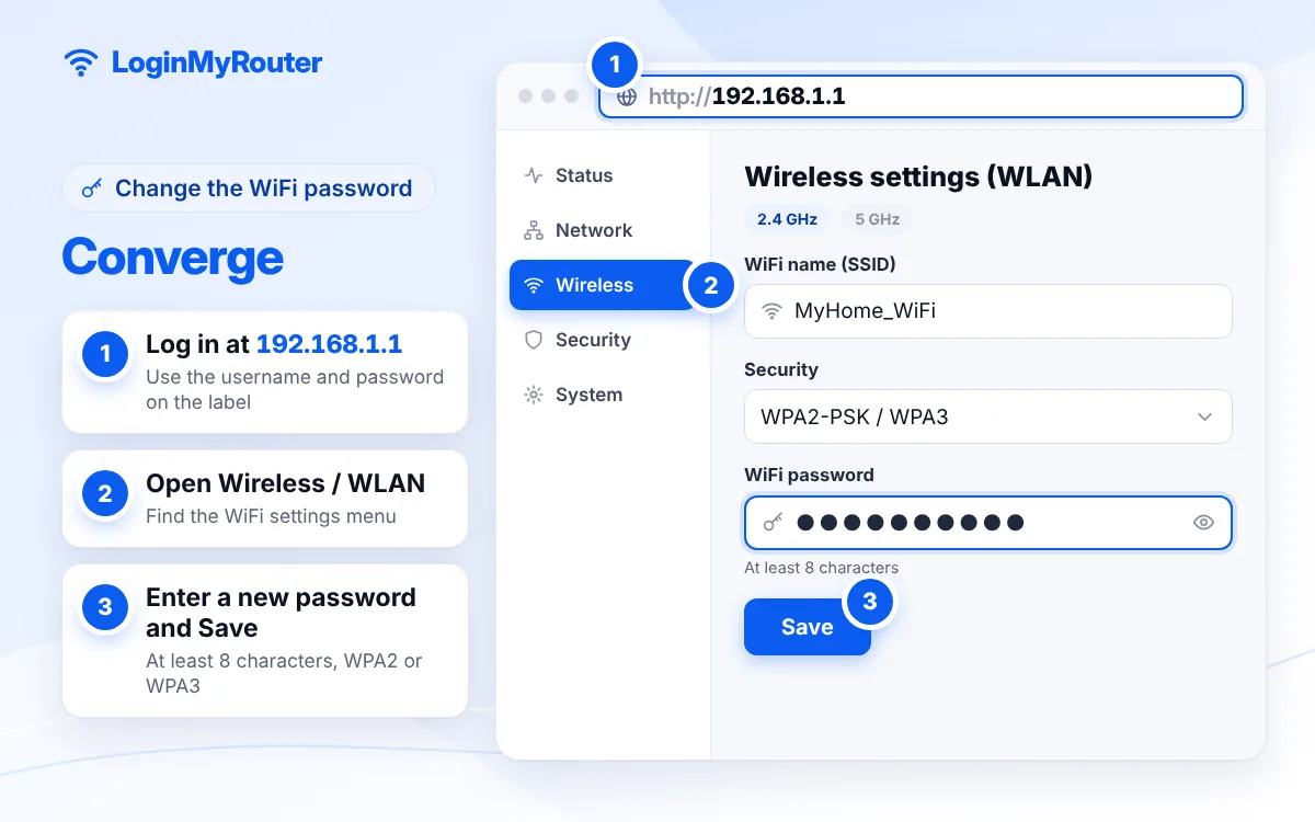 How to change the Converge WiFi password