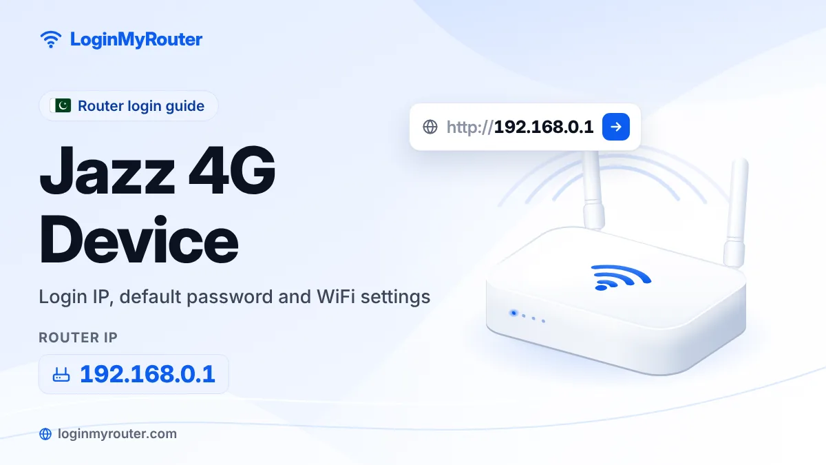 Jazz 4G Device router login at 192.168.0.1