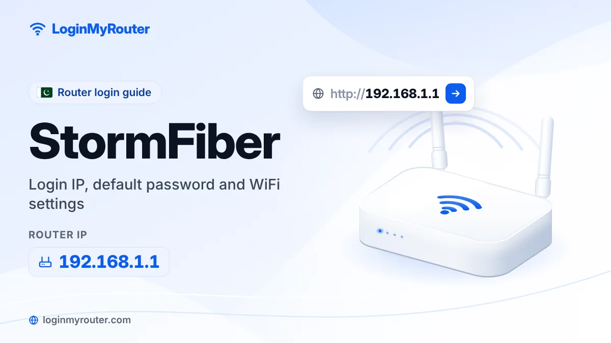 StormFiber router login at 192.168.1.1